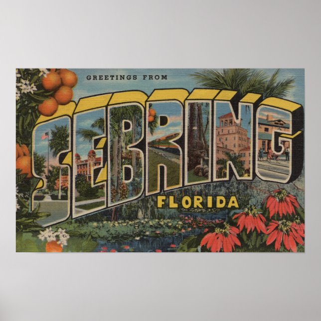 Sebring, Florida - Large Letter Scenes Poster (Front)
