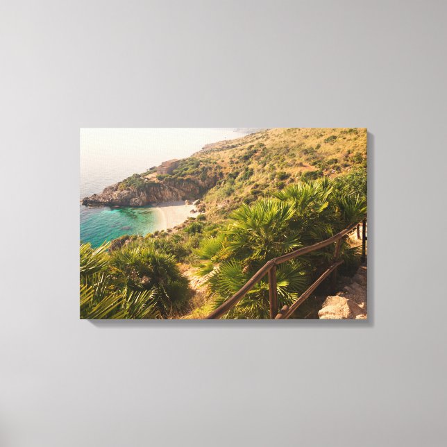 Secluded beach in Lo Zingaro, Sicily Canvas Print (Front)