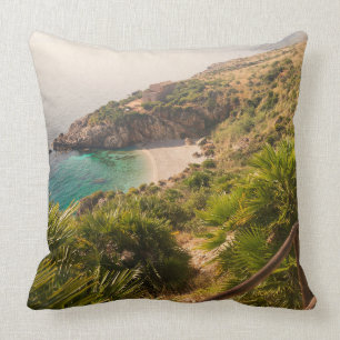 Secluded beach in Lo Zingaro, Sicily Throw Pillow