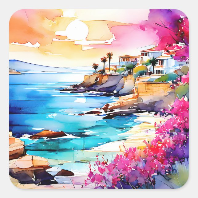 "Secluded Beach"  Square Sticker (Front)
