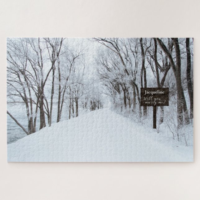 Secluded Winter Drive Marriage Proposal Puzzle (Horizontal)