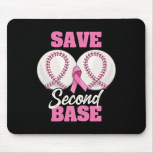 Second 2nd Base Fun Baseball Breast Cancer Awarene Mouse Pad