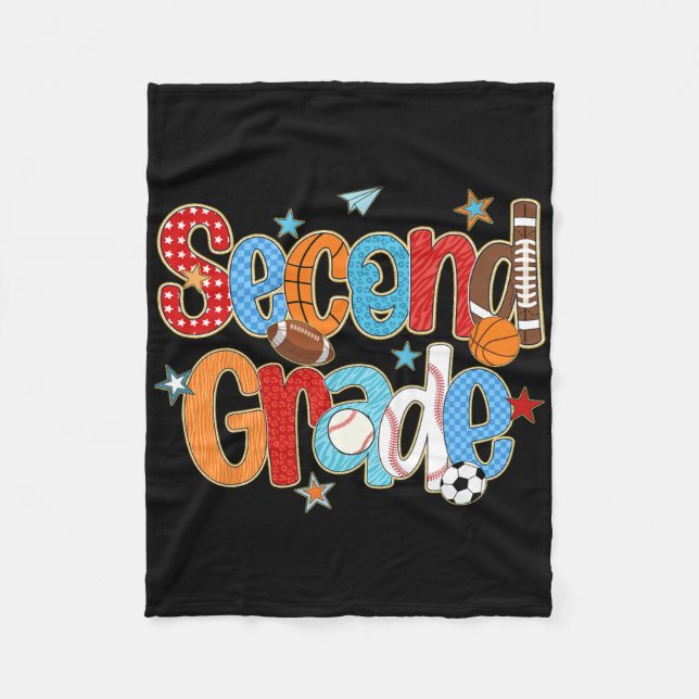 Second 2nd Grade Boy Sell Sketll Footll Sports Boy Fleece Blanket (Front)