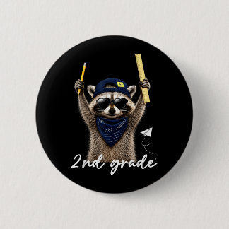 Second 2nd Grade Raccoon First Day Of Back To 2 Inch Round Button