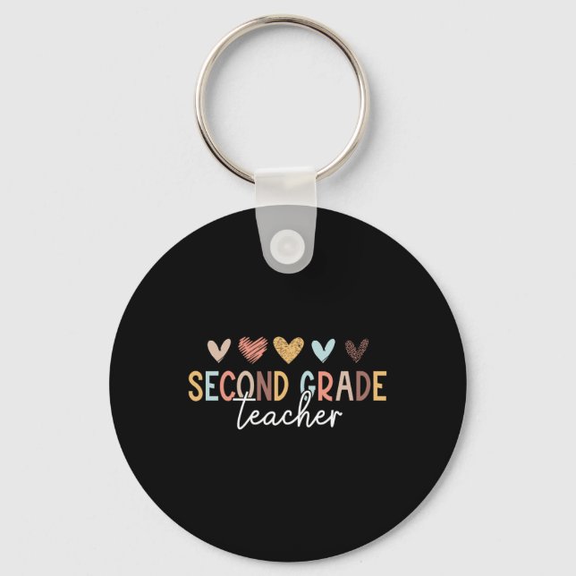 Second 2nd Grade Teacher First Day Of School Ck To Keychain (Front)