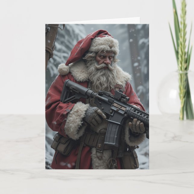 Second Amendment Funny Santa Christmas Card (Front)