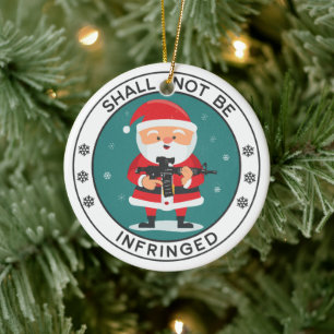 Second Amendment Santa Claus Ceramic Ornament