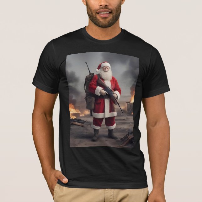 Second Amendment Santa Funny Christmas T-Shirt (Front)