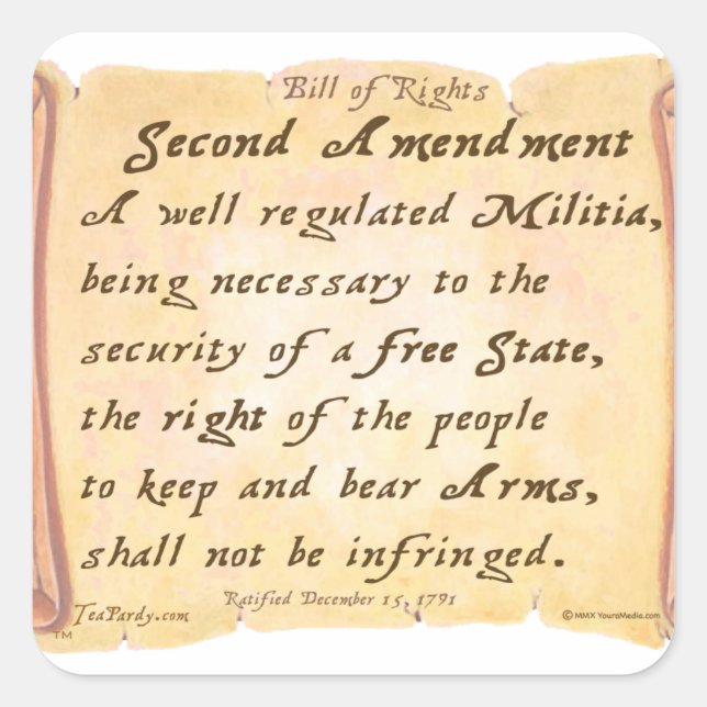 Second Amendment Square Sticker (Front)