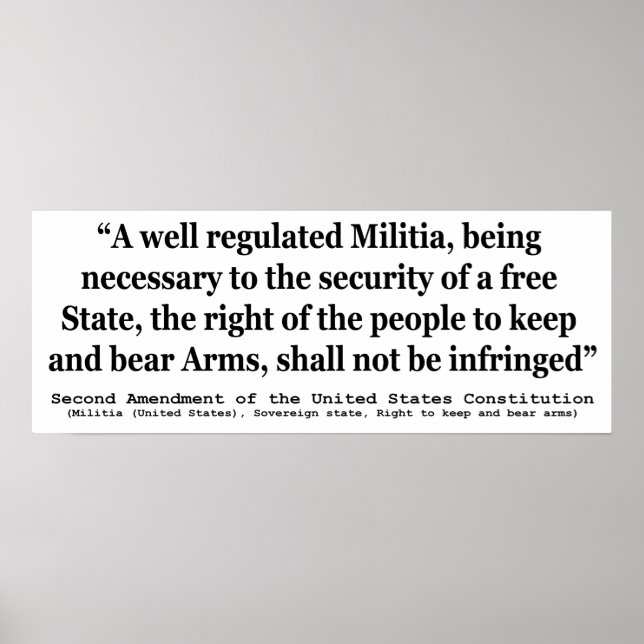 Second Amendment to the United States Constitution Poster (Front)