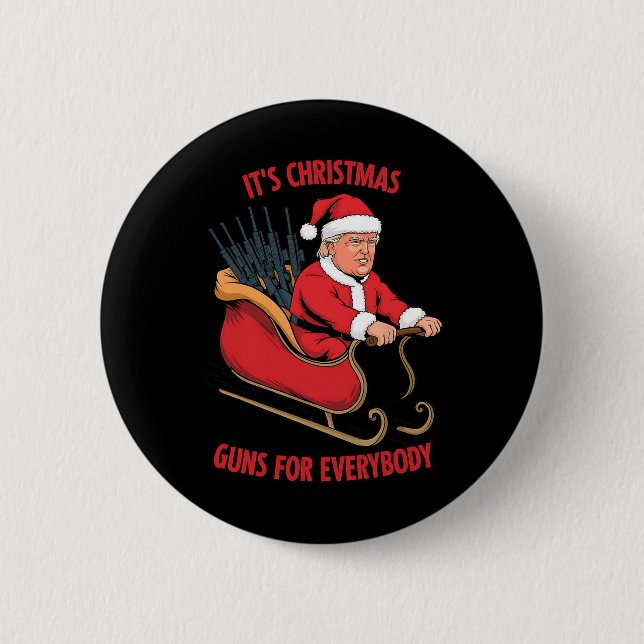 Second Amendment Trump As Santa Christmas  2 Inch Round Button (Front)