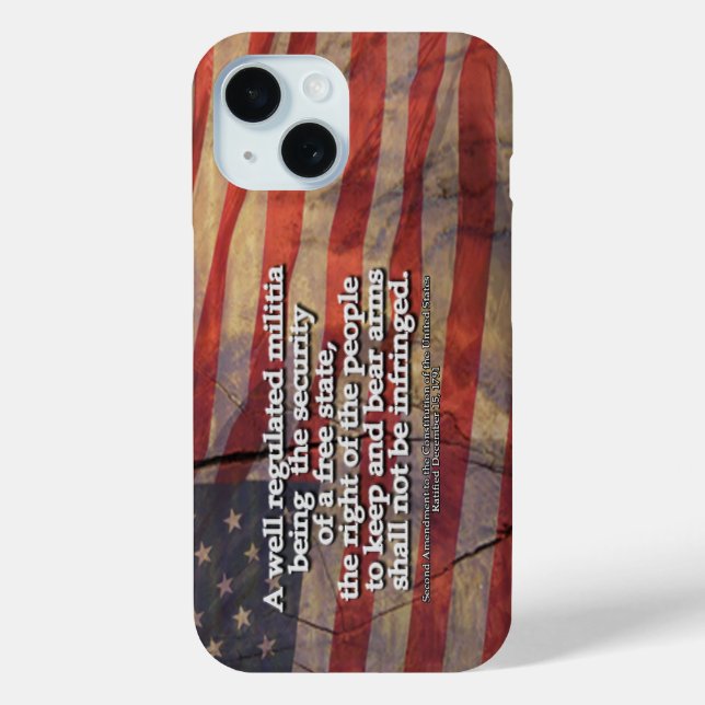 Second Amendment Typography Rustic US Flag Case-Mate iPhone Case (Back)