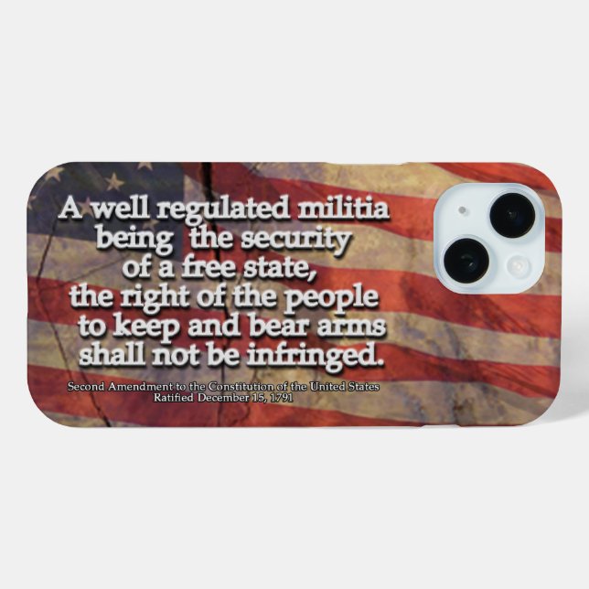 Second Amendment Typography Rustic US Flag Case-Mate iPhone Case (Back (Horizontal))