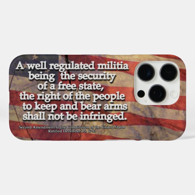 Second Amendment Typography Rustic US Flag Case-Mate iPhone Case (Back (Horizontal))