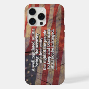 Second Amendment Typography Rustic US Flag iPhone 15 Pro Max Case