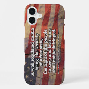 Second Amendment Typography Rustic US Flag  iPhone 16 Plus Case