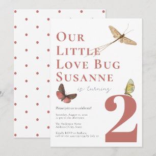 Second Anniversaire Amour Bug Baby Girl Invitation