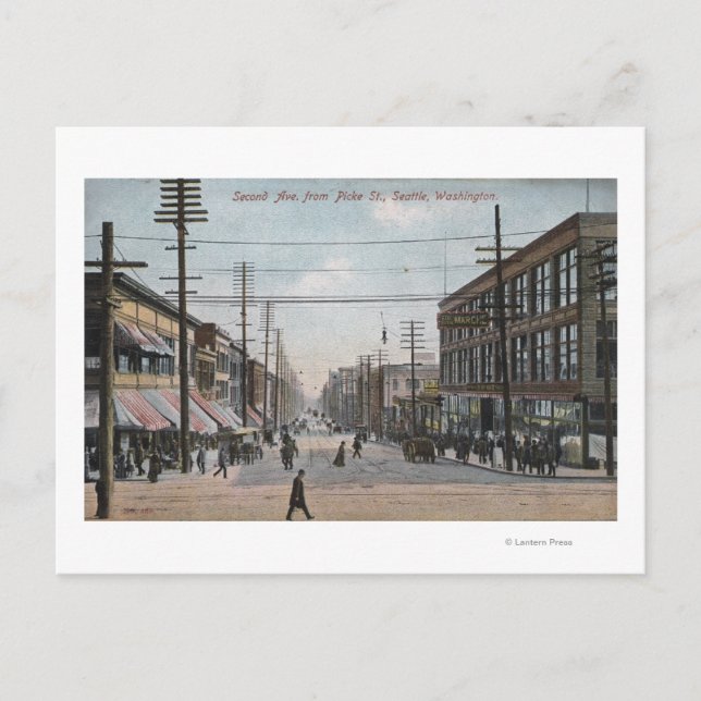 Second Ave View from Pike Street Postcard (Front)