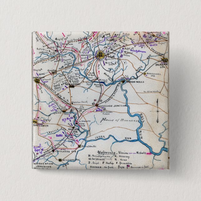 Second Battle of Bull Run 4 2 Inch Square Button (Front)