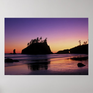 Second Beach at Twilight, Olympic NP, WA, USA Poster
