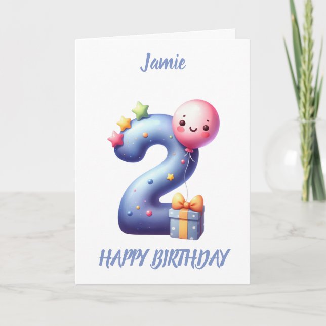 SECOND BIRTHDAY BALLOONS HAPPY BIRTHDAY CARD (Front)