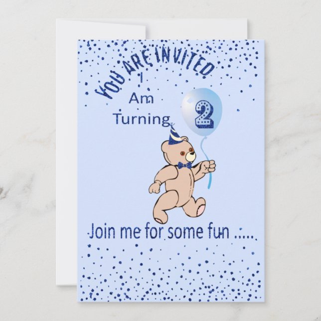 Second Birthday Blue Invite (Front)