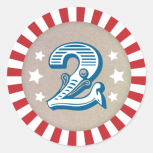 Second Birthday Circus Themed Carnival Sticker Two