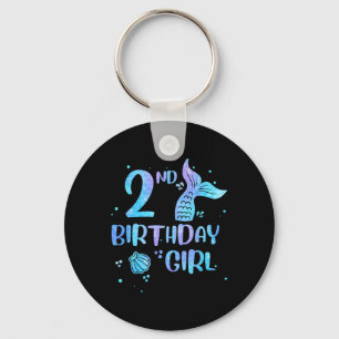 Second Birthday Girl Mermaid 2nd Toddlers Back To Keychain