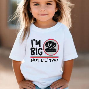 Second Birthday I'm Big 2 Not Lil Two Red & Grey Toddler T-shirt