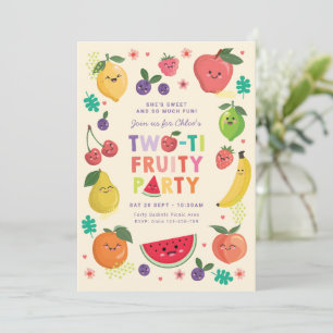 Second Birthday Invite, Two-ti Fruity Party Girl Invitation