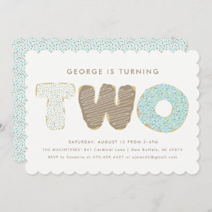 Second Birthday Party Doughnut Theme Invitations