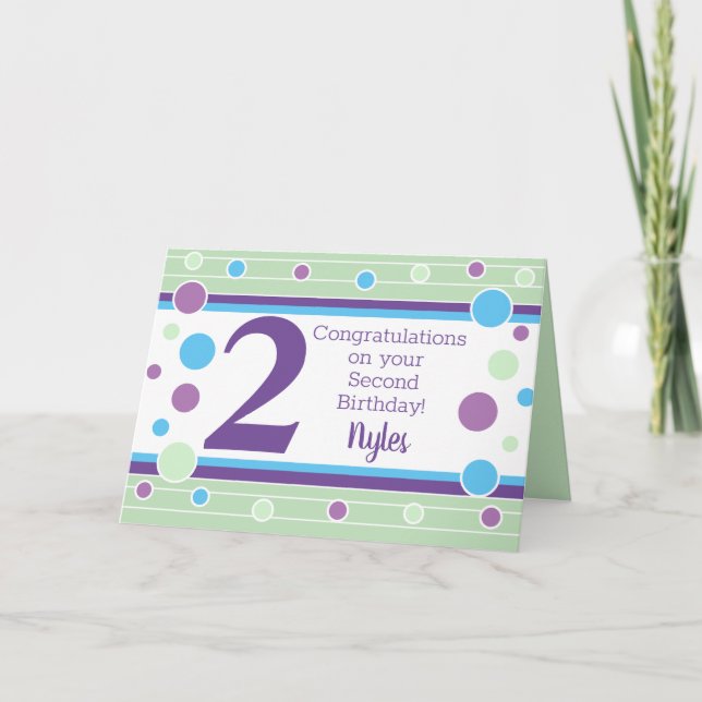 Second Birthday Personalized Boy Card! Card (Front)