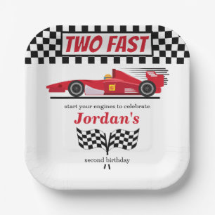 Second Birthday Red Race Car Two Fast Paper Plate