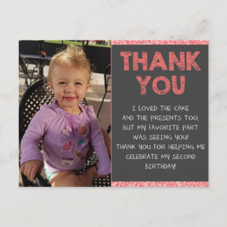 Second Birthday Thank You Card