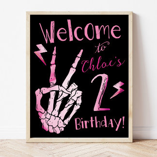 Second Birthday Welcome Sign, Bad TWO the Bone  Poster