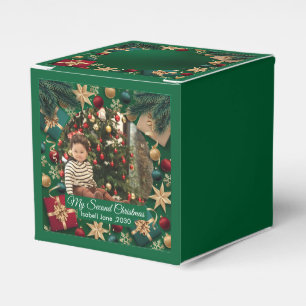 Second Christmas Custom Family Photo Text Template Favor Box