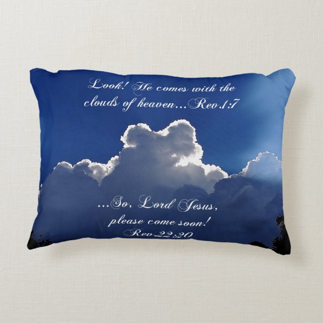 Second Coming Inspirational Scripture Accent Pillow (Back)