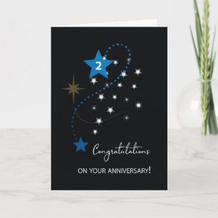Second Employee Anniversary Congratulations Stars Card
