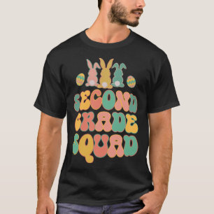 Second Grad Squad Teacher Retro Groovy Easter Bun T-Shirt