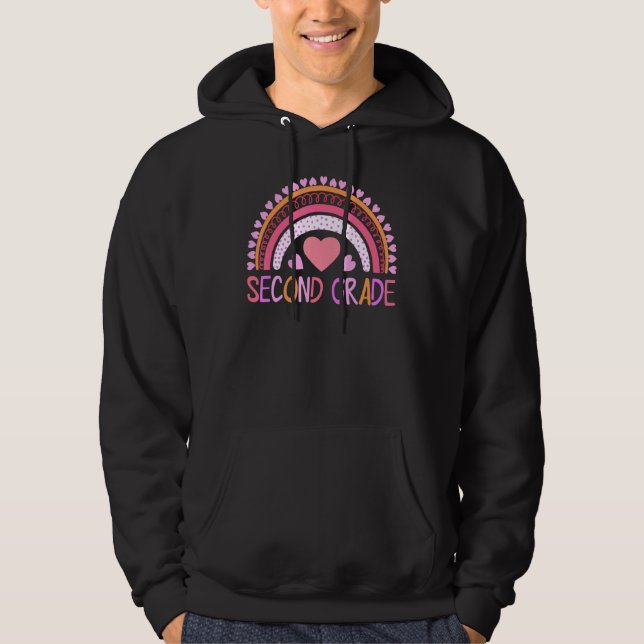 Second Grade 2nd Rainbow First Day Of School Teach Hoodie (Front)