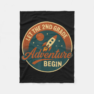 Second Grade Adventure Rocket Kids Or Teacher Back Fleece Blanket