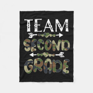Second Grade Back To School 1st Day Camo Teachers  Fleece Blanket