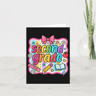 Second Grade Back To School Girls Bow 2nd Grade Te Card