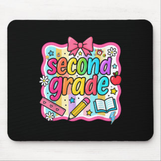 Second Grade Back To School Girls Bow 2nd Grade Te Mouse Pad