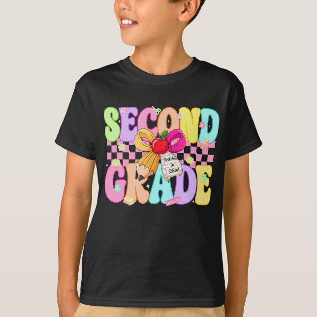 Second Grade Back To School Preppy 2nd Grade Teach T-Shirt (Front)