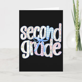 Second Grade Coquette Bow Teachers Kids First Day  Card