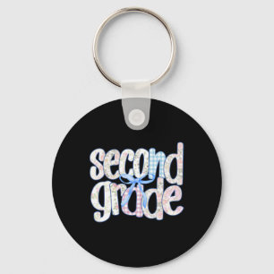 Second Grade Coquette Bow Teachers Kids First Day Keychain