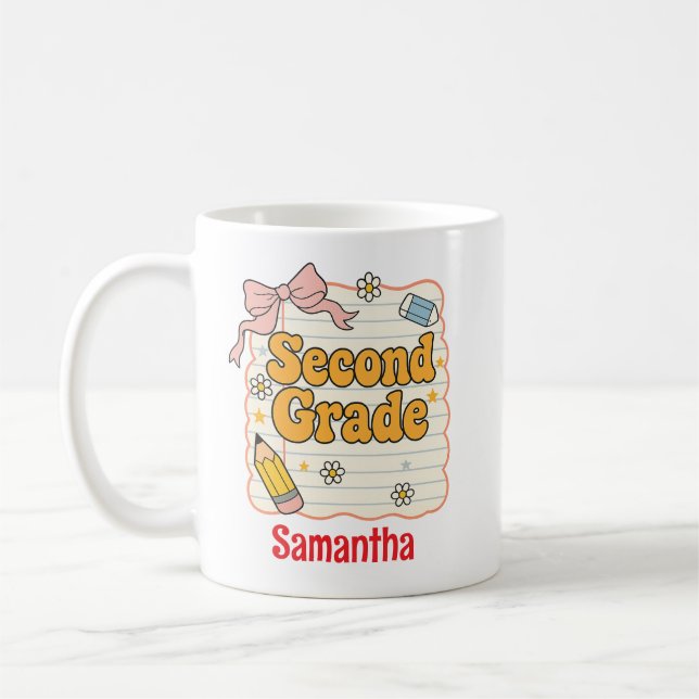 Second Grade – Cute Back to School Supplies Coffee Mug (Left)