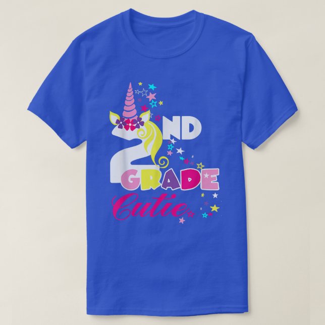 Second Grade Cutie Hello 2nd Grade Unicorn Girls M T-Shirt (Design Front)