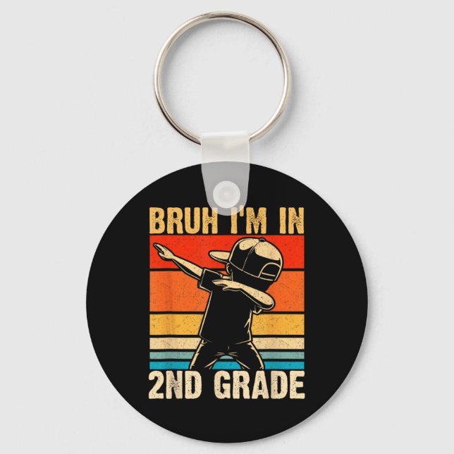 Second Grade Dabbing Boy Bruh I'm In 2nd Grade Stu Keychain (Front)